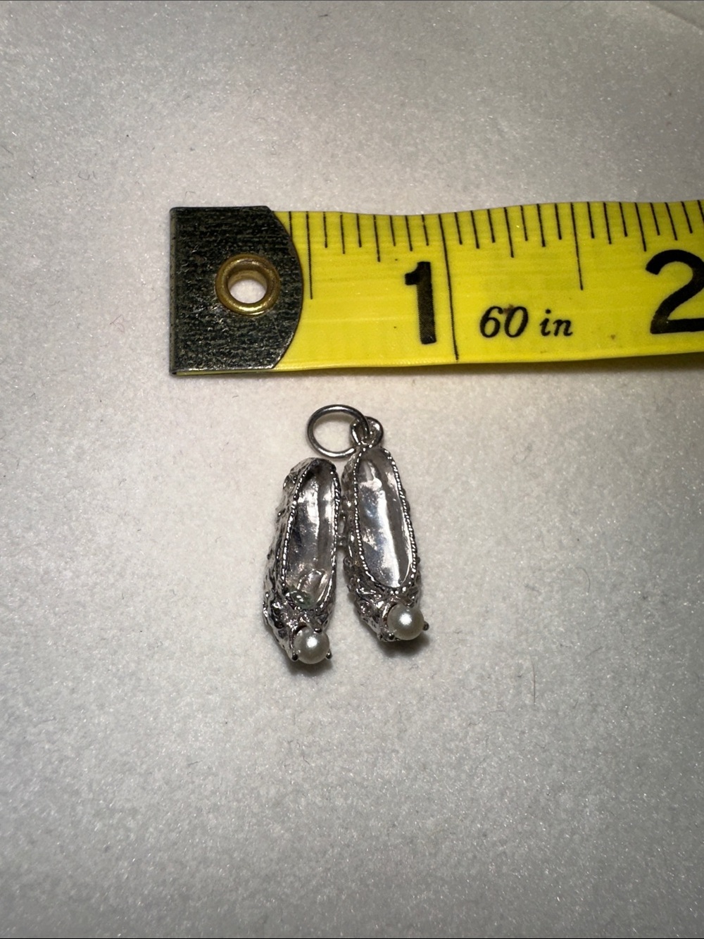 Ballet Shoe Charm Pendant with Pearl Accent